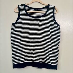 Talbots Black/Gray/Off White Sleeveless Striped Sweater Tank Top